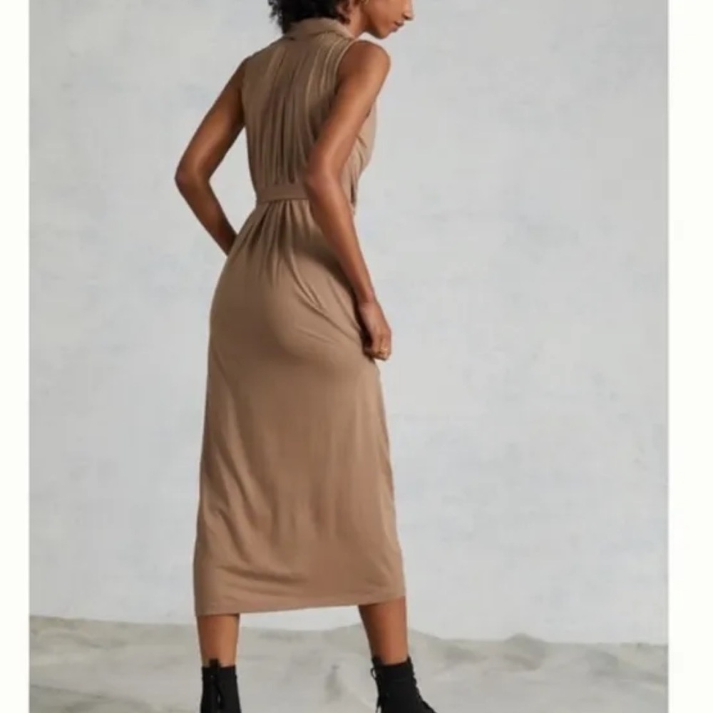 Anthropologie Porridge Jersey Knit mocha  Wrap Maxi Dress Size xl - Picture 2 of 8